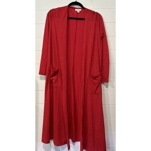 LuLaRoe Red Slub Knit Longline Duster Cardigan‎ Pockets Small